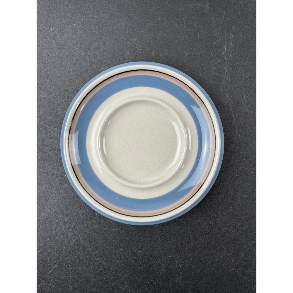 Arabia Finland Uhtua Saucer Blue Gray Striped Stoneware Ulla Procope Vintage 5.5